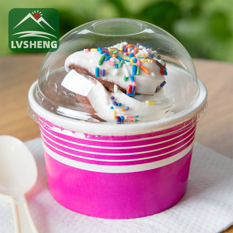 Girman takalmin ice cream na takarda tare da Dome Lids Wholesale